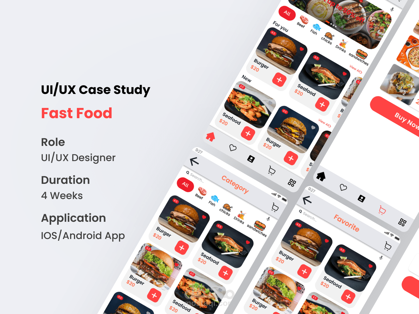 UX/UI دراسة حالة لتطبيق طعام Fast Food