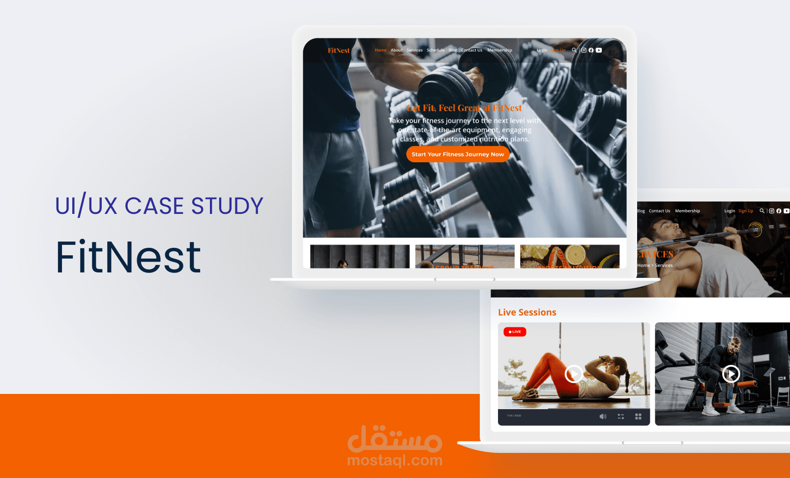 UX/UI دراسة حالة لموقع لياقة بدنية FitNest