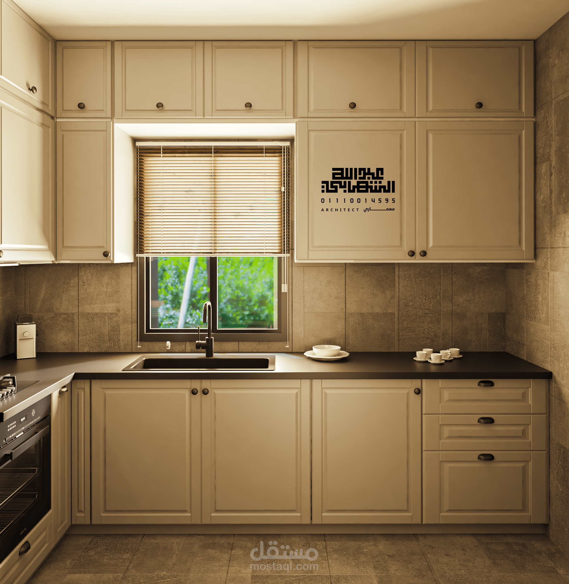 تصميم ثلاثي الابعاد لمطبخ