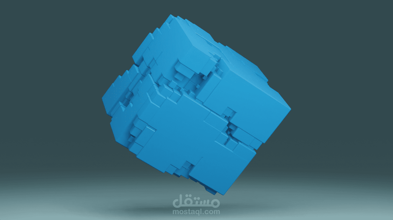 مشهد لمكعب هندسي متحرك على شكل ايمائات "Geometry Nods"