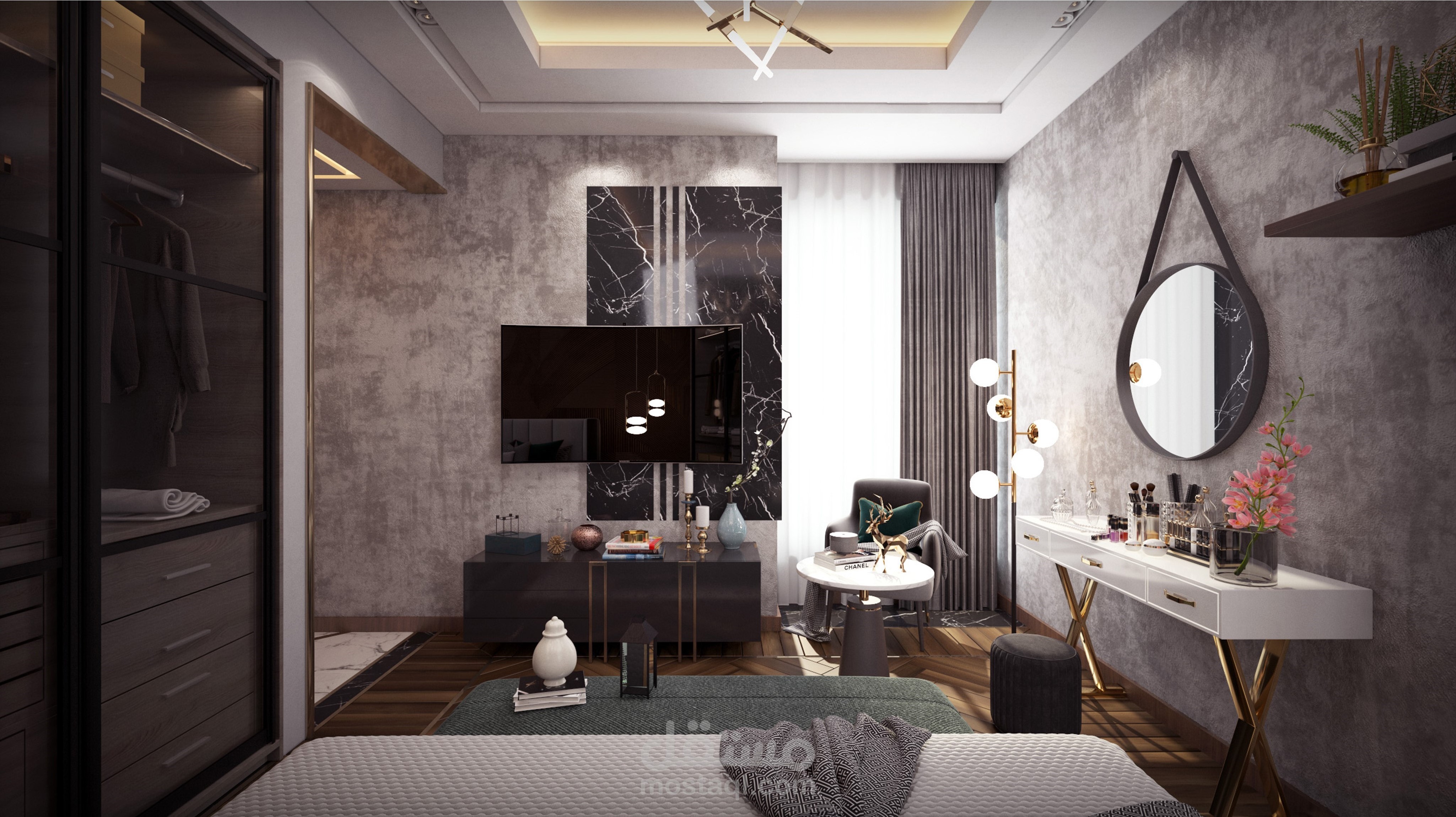 غرفة نوم داخلية بفيلا بالقاهرة