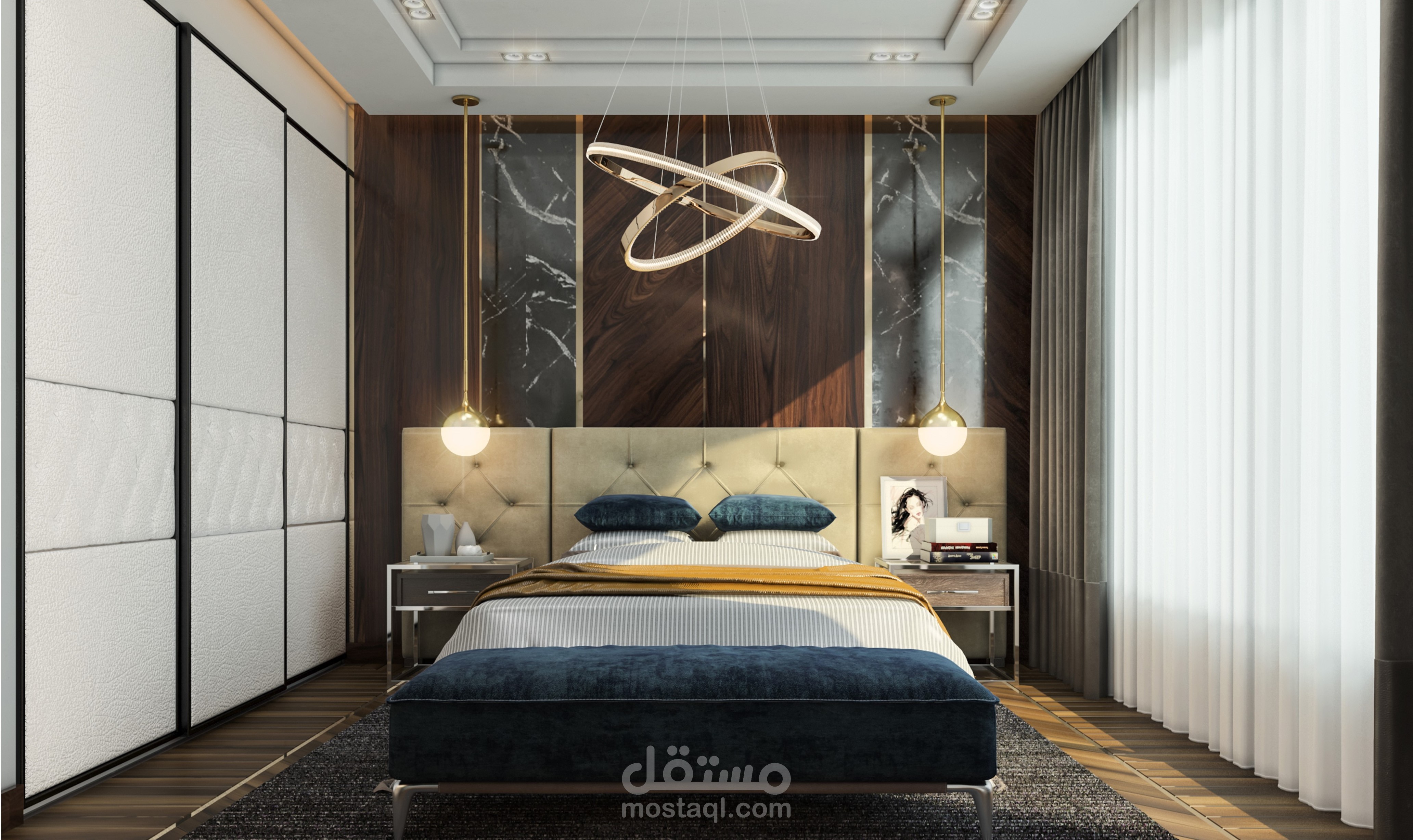 غرفة نوم داخلية بفيلا بالقاهرة