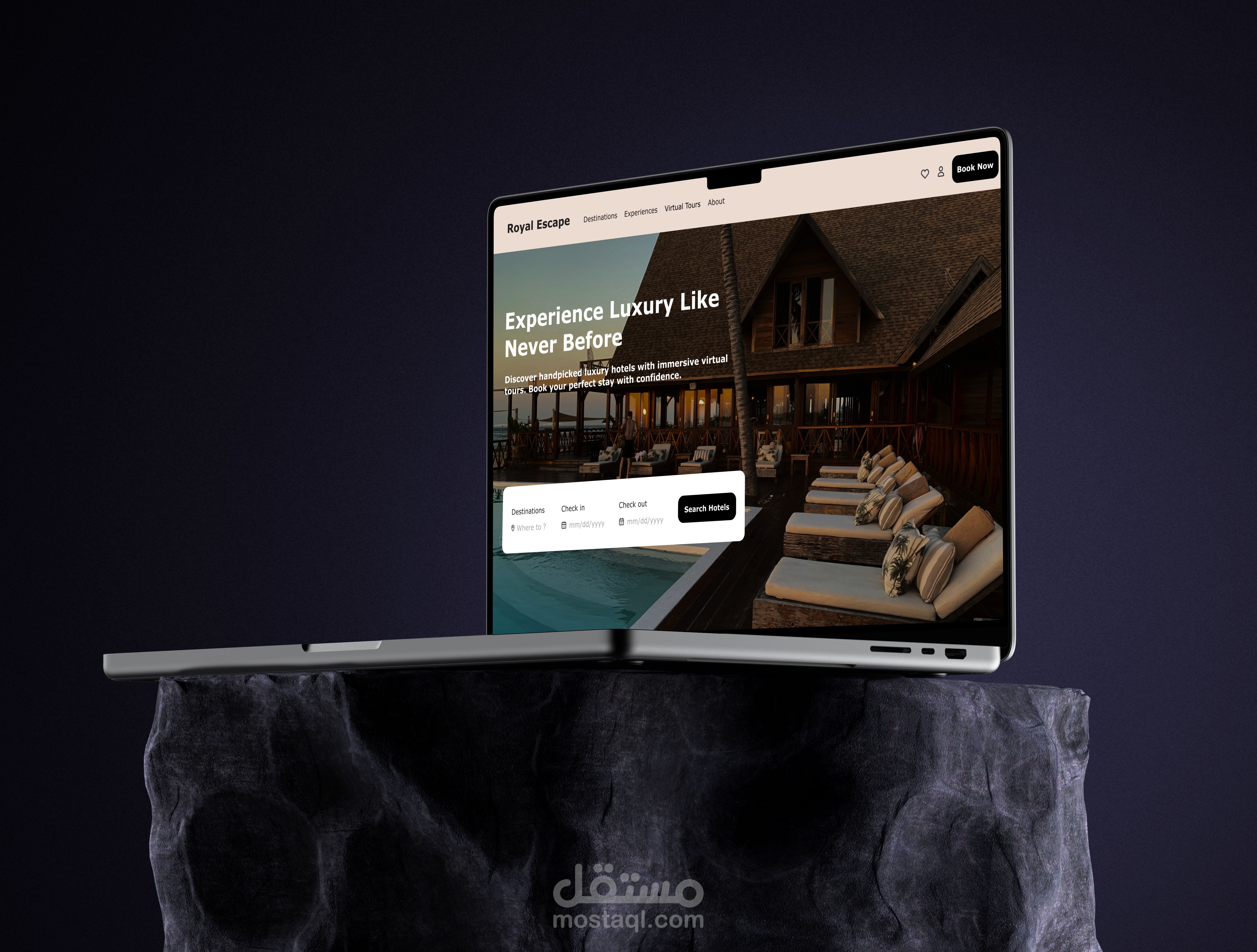 تصميم واجهة موقع حجز فنادق – Royal Escape