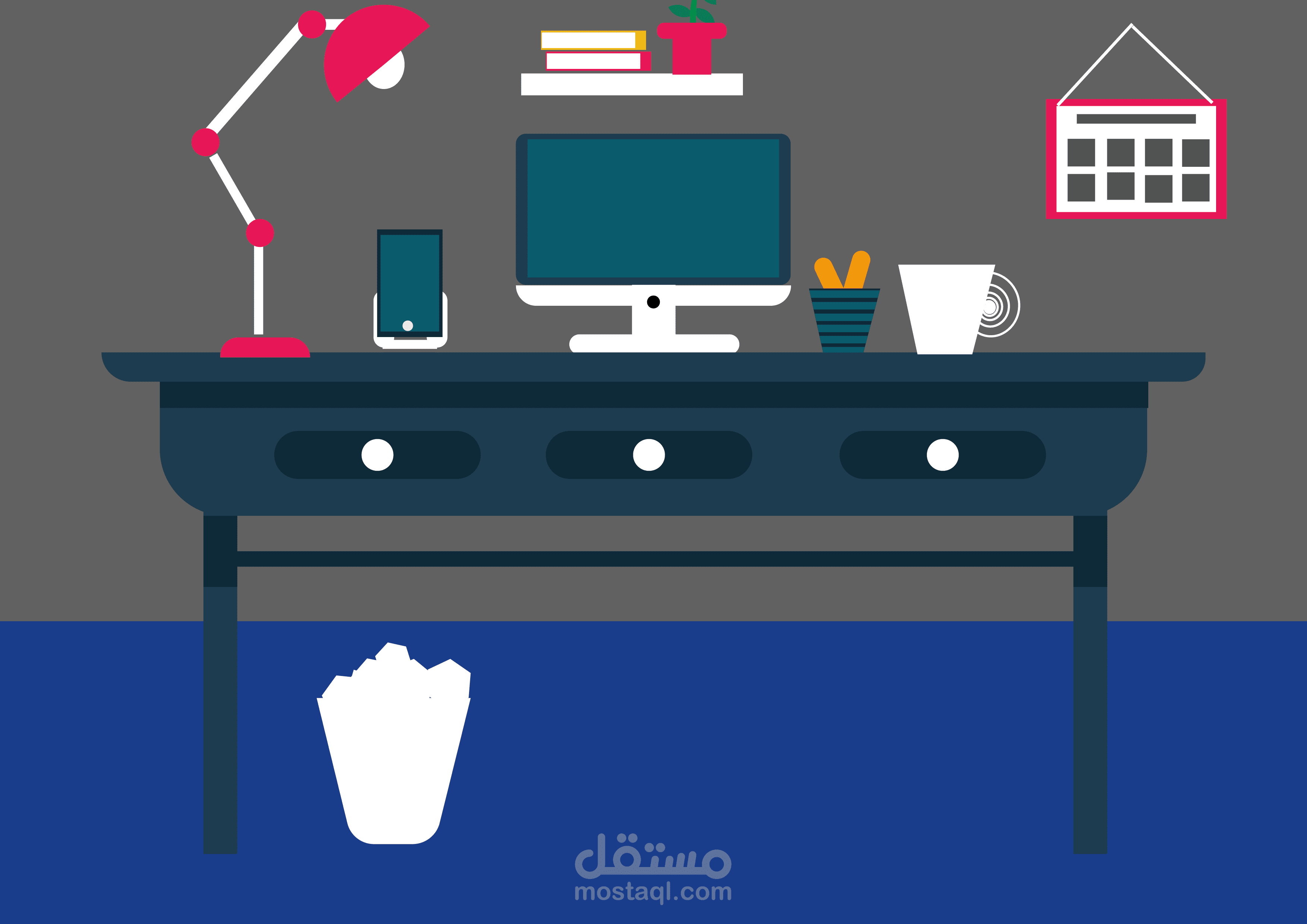 تصميم مشاهد كرتونيه مثل المكاتب والغرف علي الالستريتور