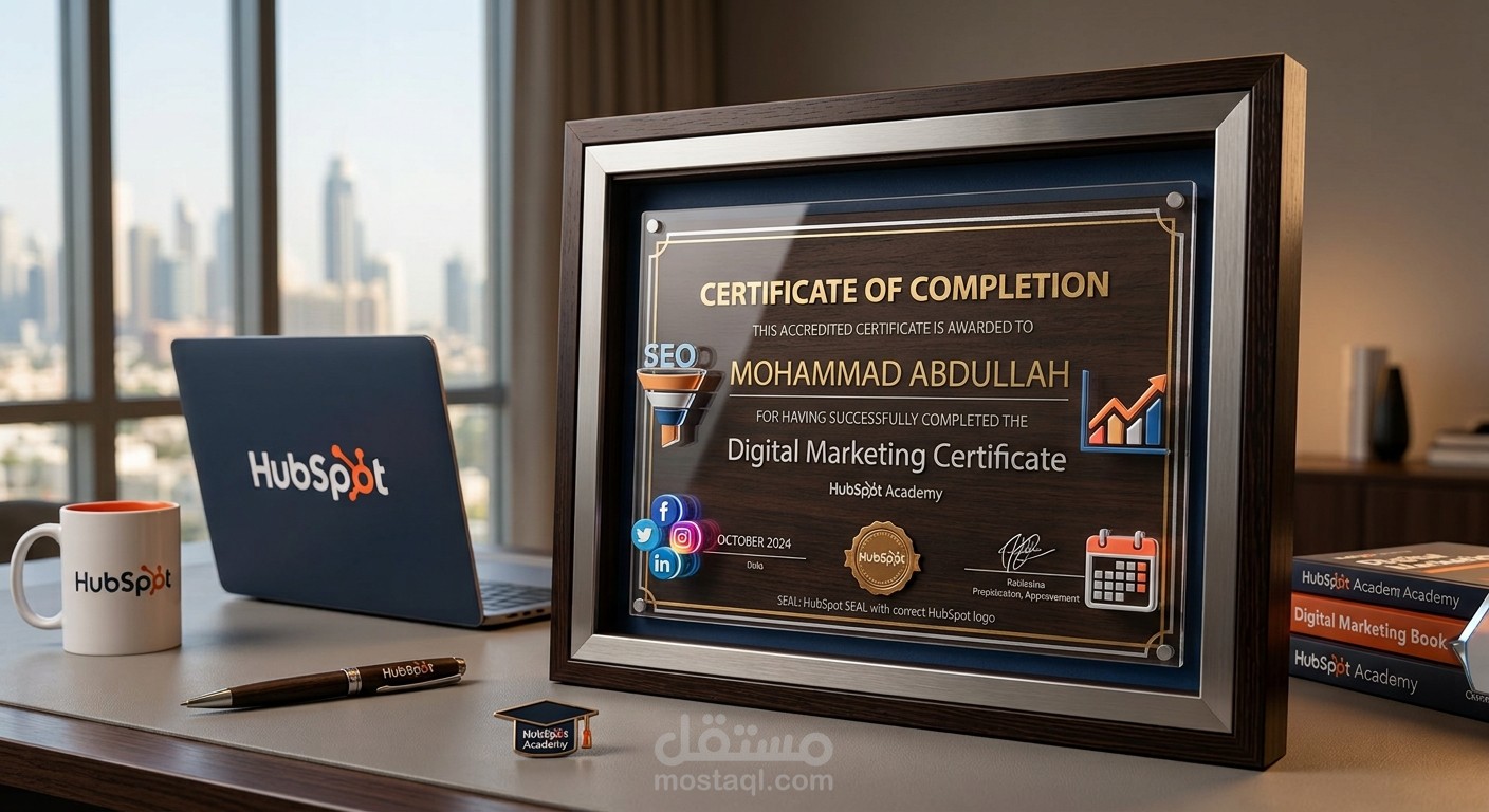 شهادة إتمام دورة التسويق الإلكتروني