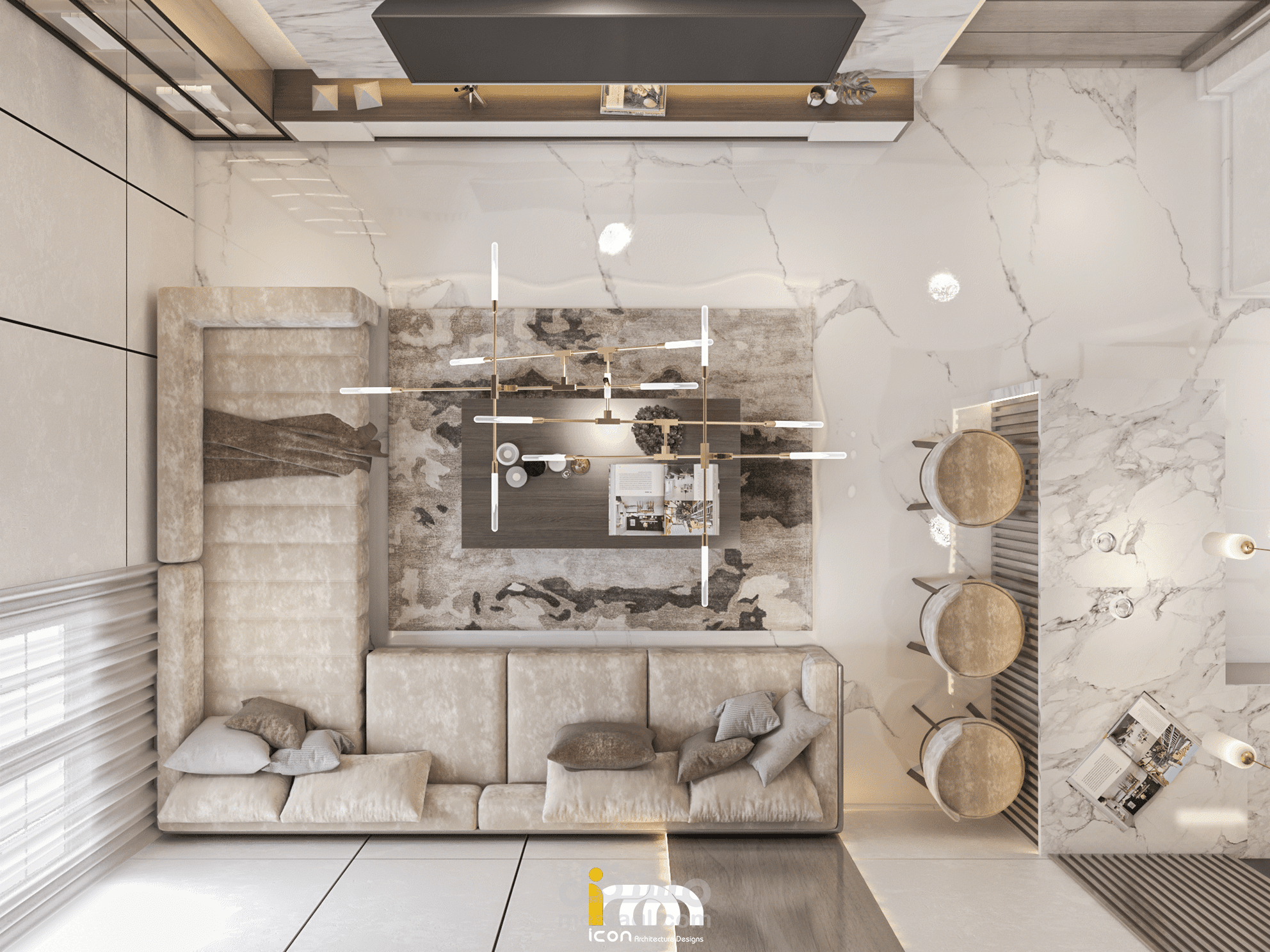 ليفنج ومطبخ مودرن