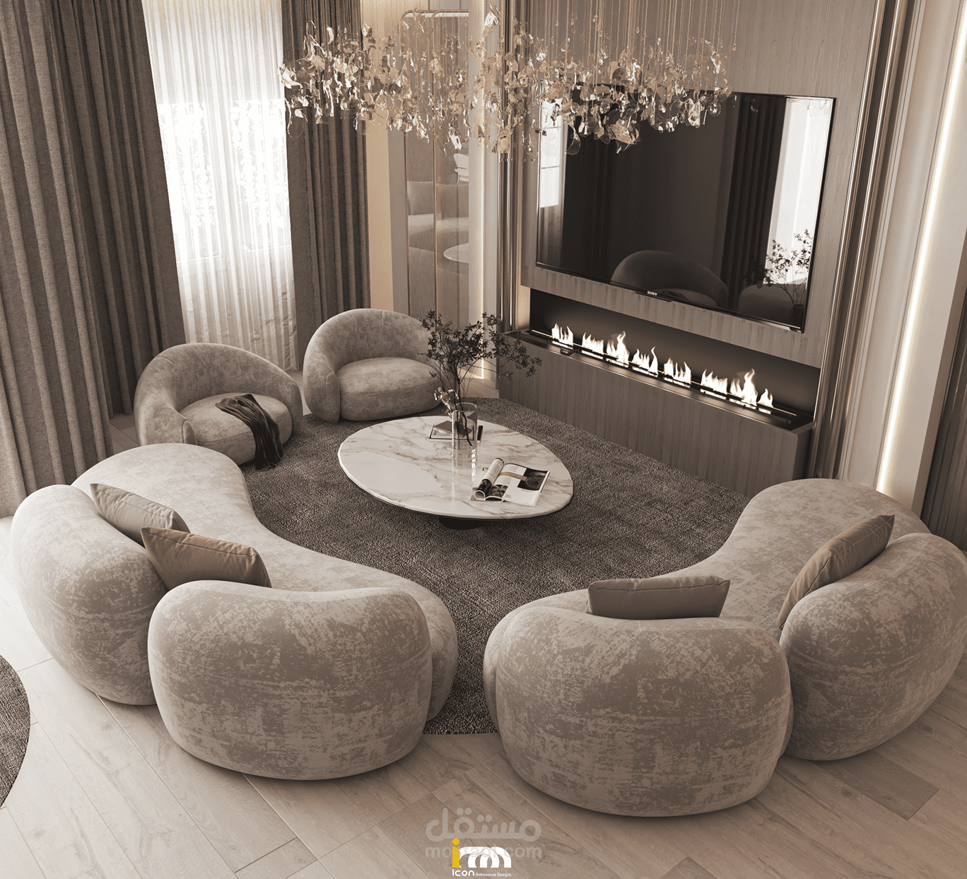 مودرن ريسبشن فخم ومطبخ اميريكان