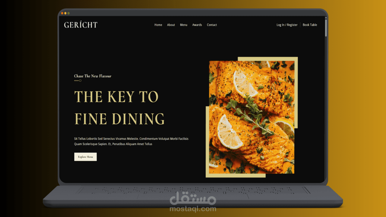 تصميم صفحة لمطعم (Gericht-Restaurant)