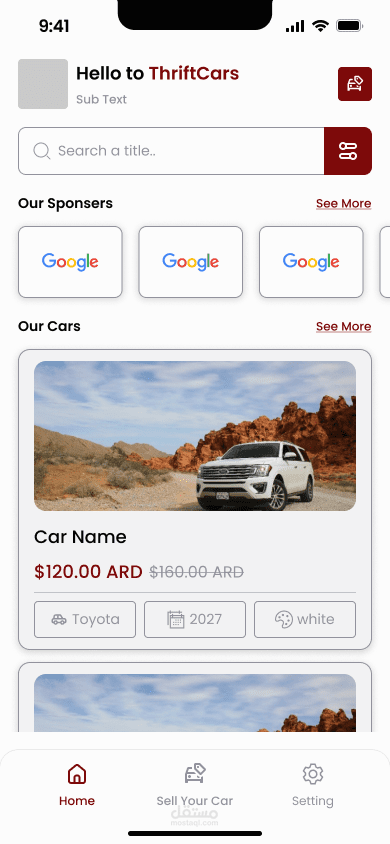 موقع وتطبيق ولوحه ادمن لبيع السيارات في دبي  تمت برمجته بأستخدام Flutter و Django