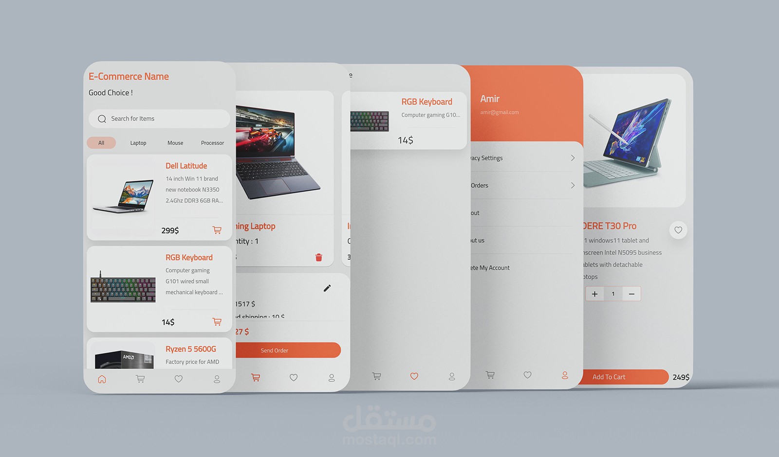 تطبيق موبايل متجر الكتروني (android , iOS)