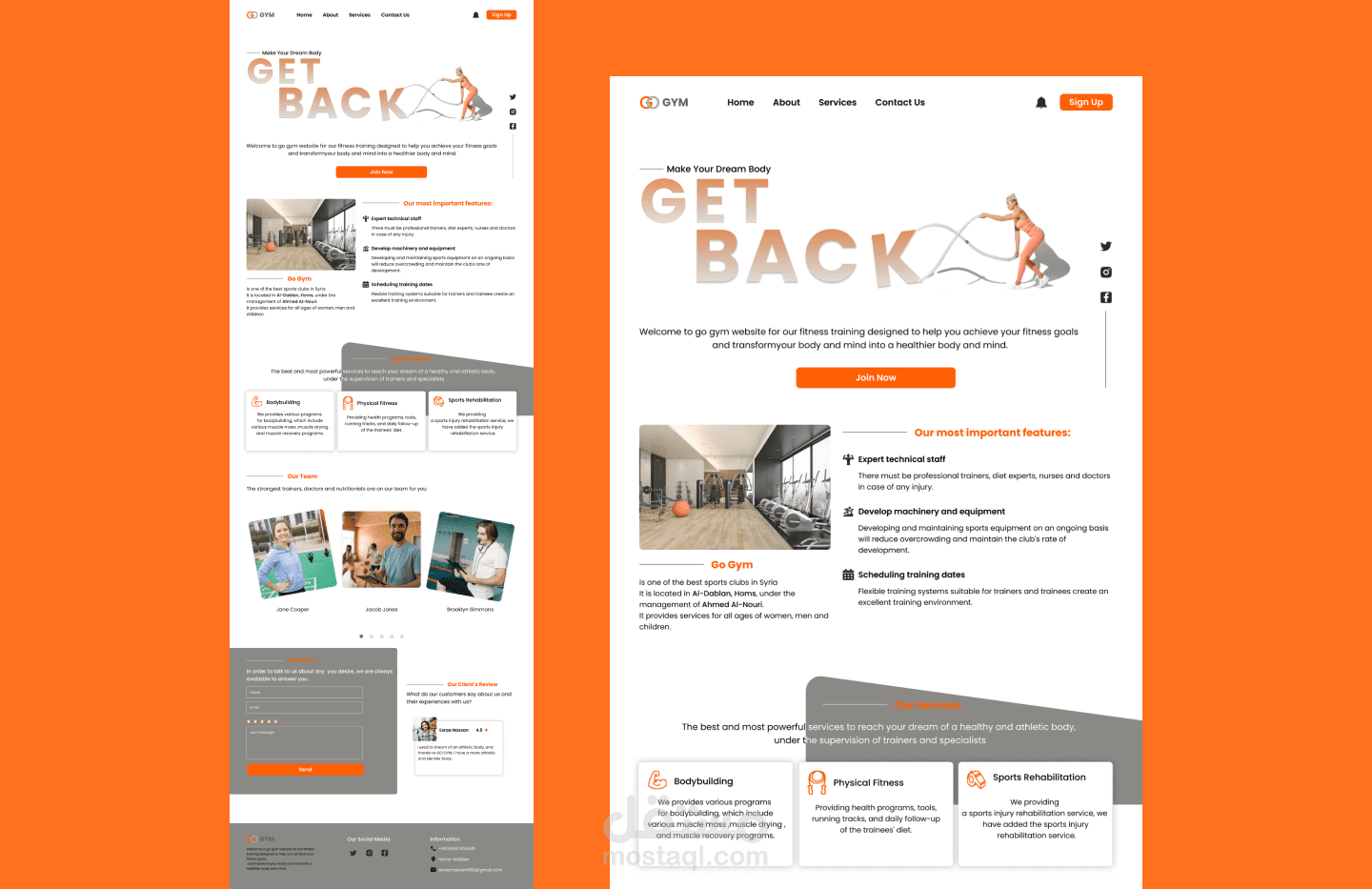 website for a sport club