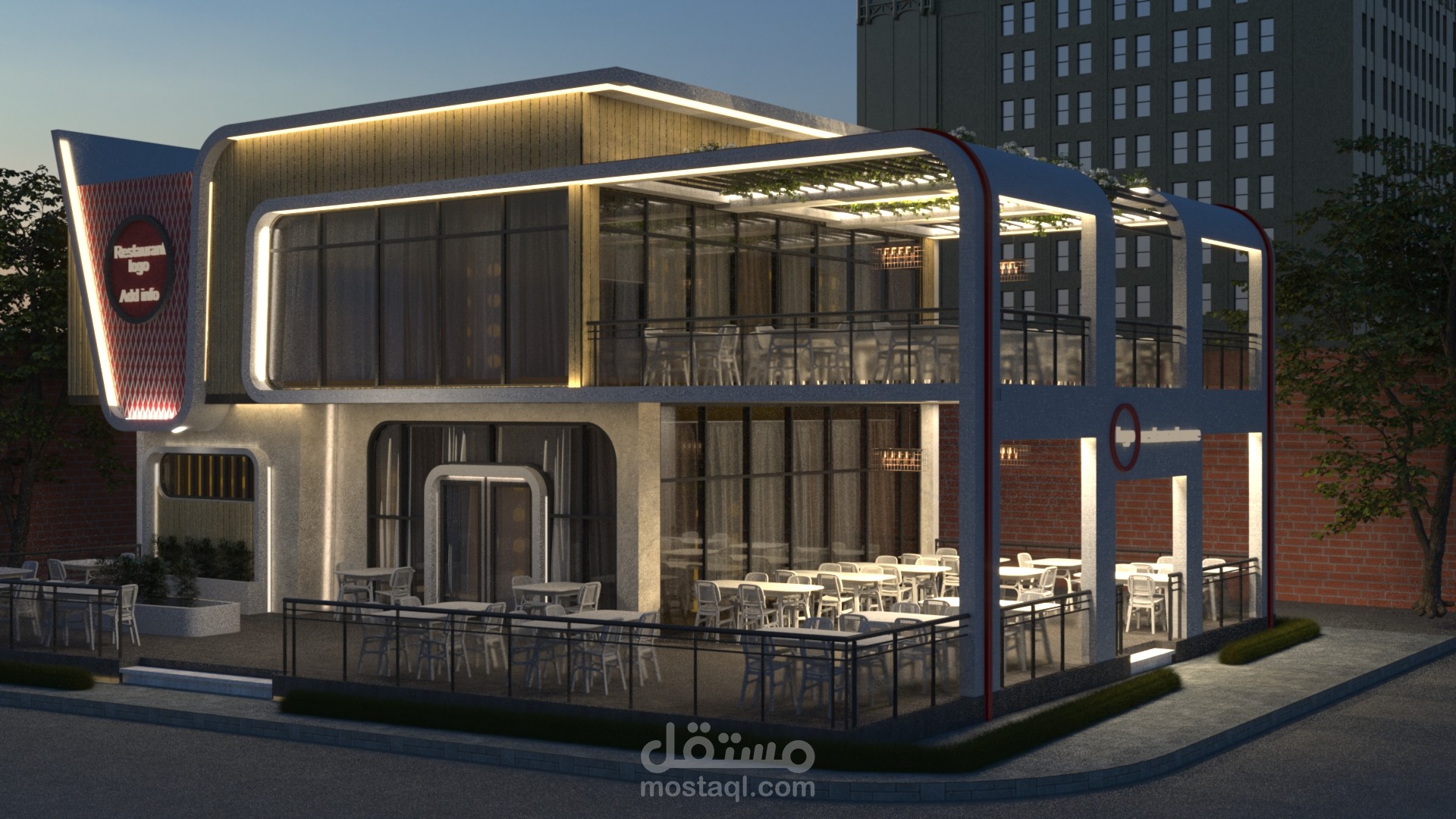 تصميم خارجي لمطعم.