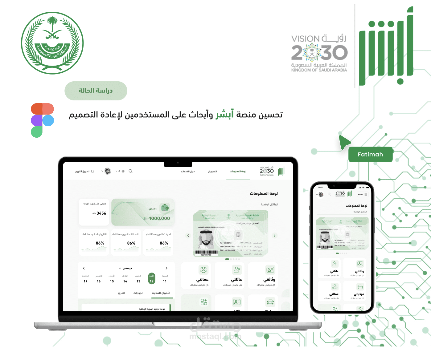 تحسين منصة أبشر وأبحاث على المستخدمين لإعادة التصميم