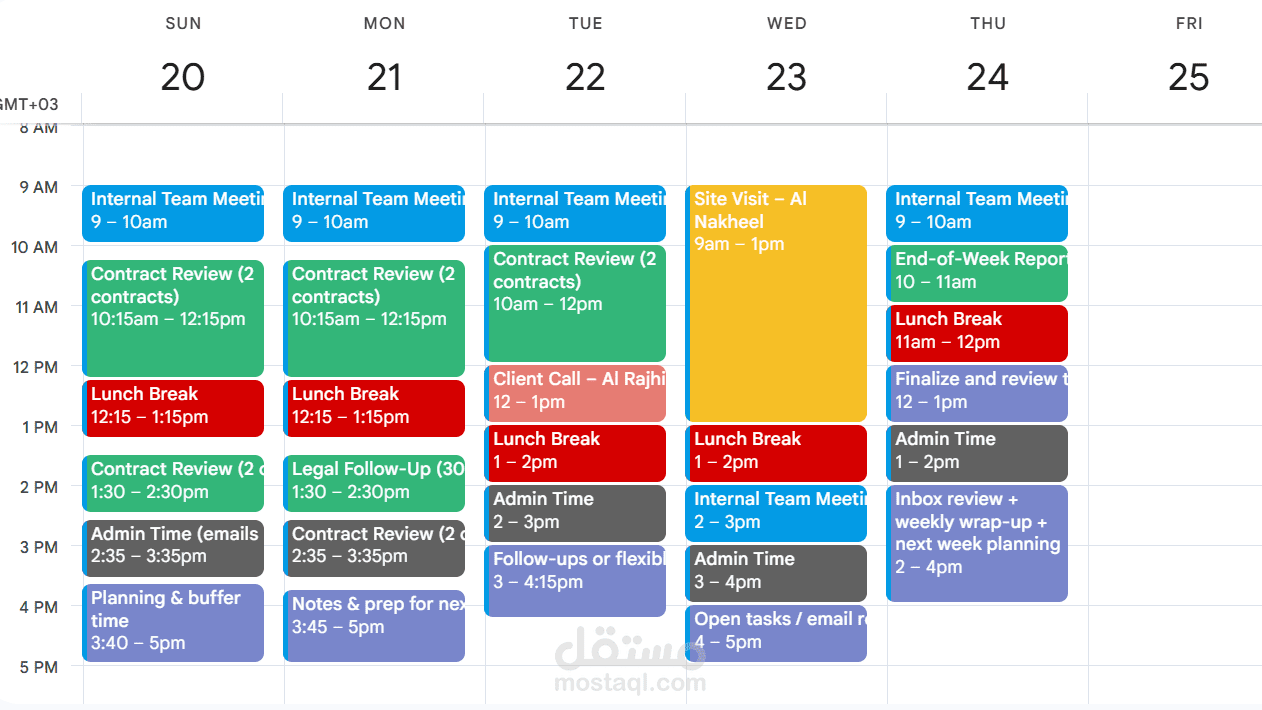 Calender schadule