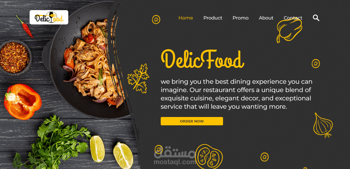 Landing Page for DelicFood Restaurant
