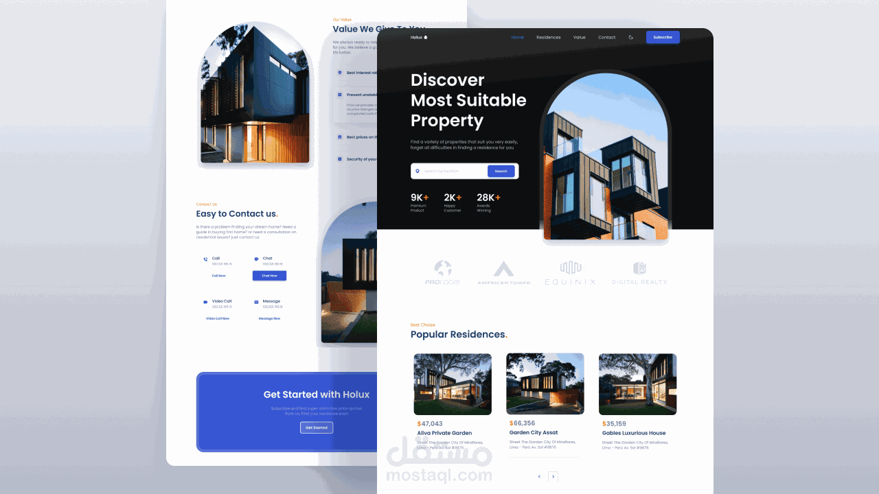 Website for the sale of modern homes