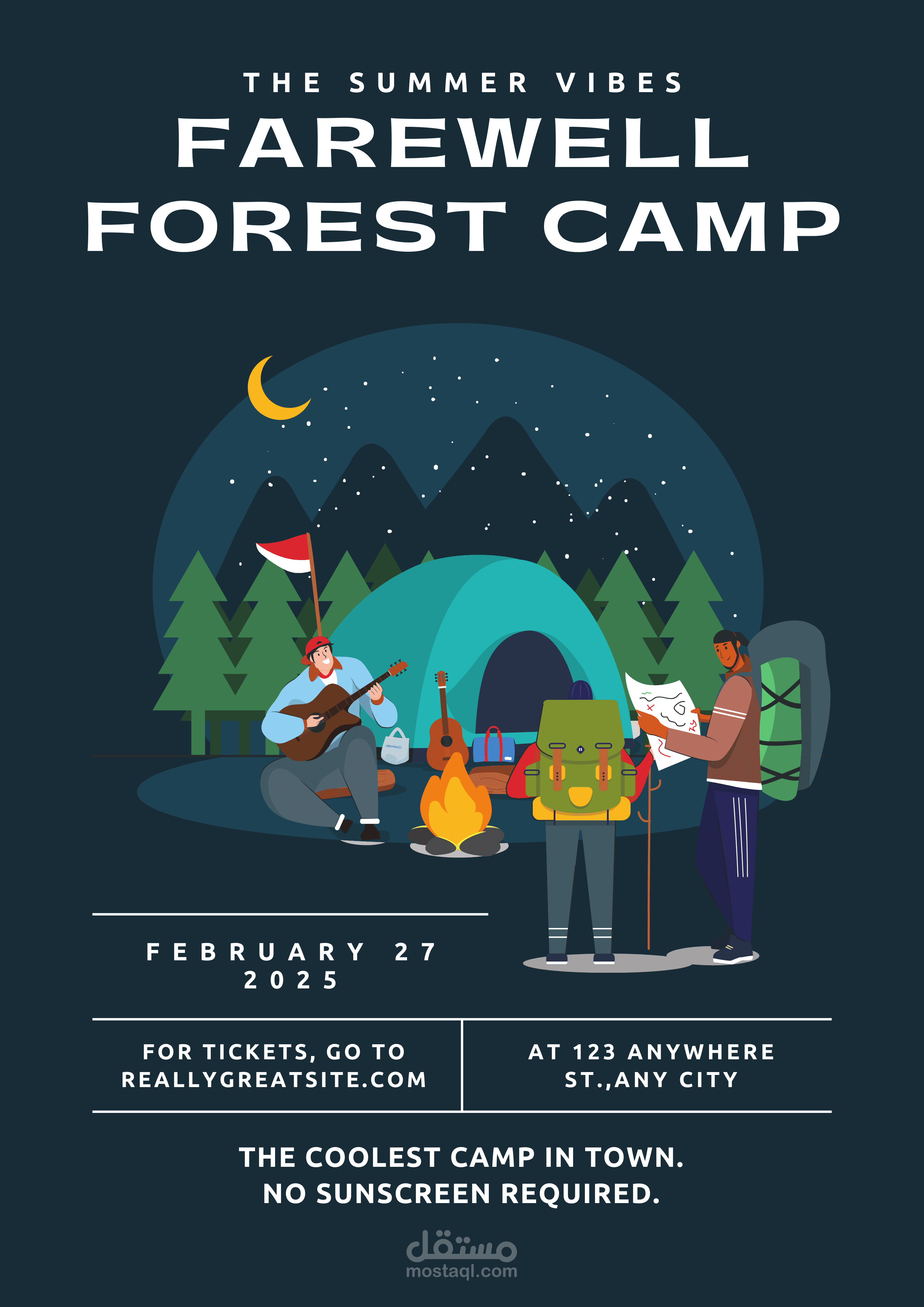 Black Night Farewell Forest Camp Summer Vibes Flyer