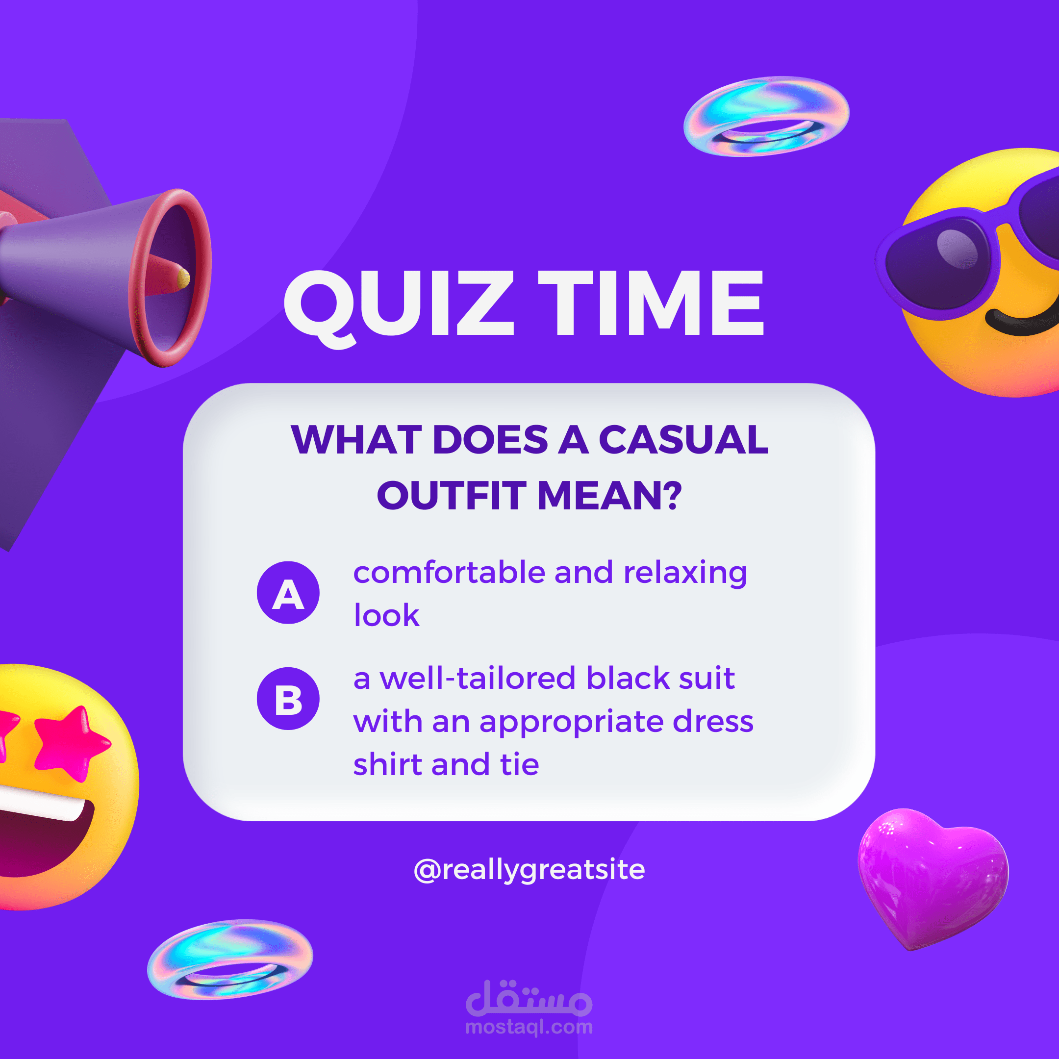 Purple 3D Quiz Time Instagram Post