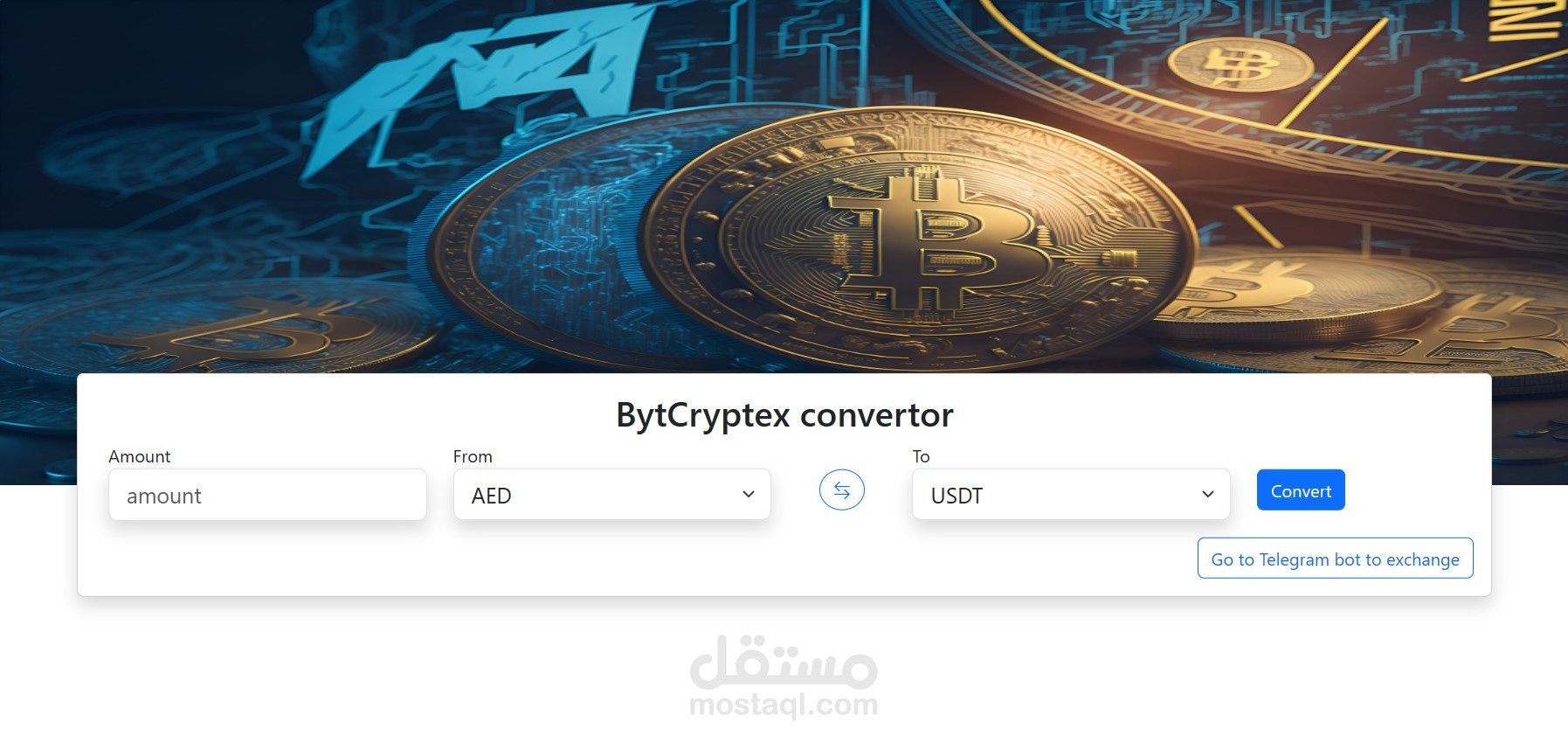 بوت تلغرام BytCryptex لشركة تصريف عملات مع لوحة تحكم