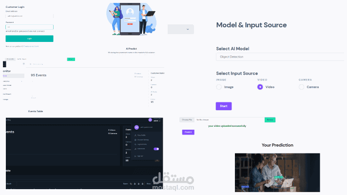 برمجة موقع لتحليل الصور والفيديوهات باستخدام تقنيات الذكاء الاصطناعي مع عرض Dashboard وواجهة مستخدم