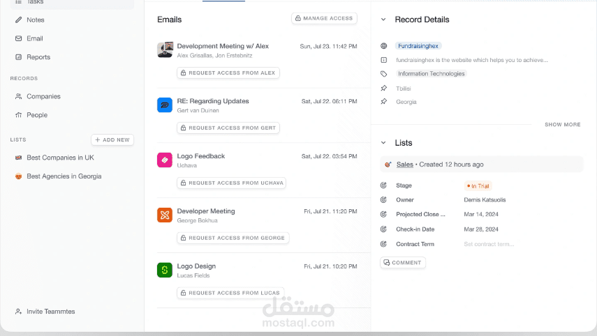 CRM نظام لادارة الشركة مع  العملاء الحاليين لزيادة الارباح باستخدام .Net Core - Angular