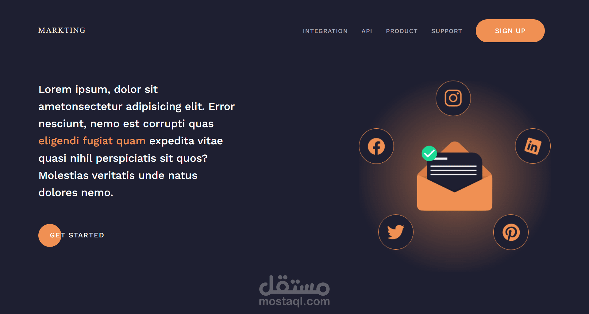 تصميم صفحة هبوط - Landing Page (مشروع واجهة تسويقية)