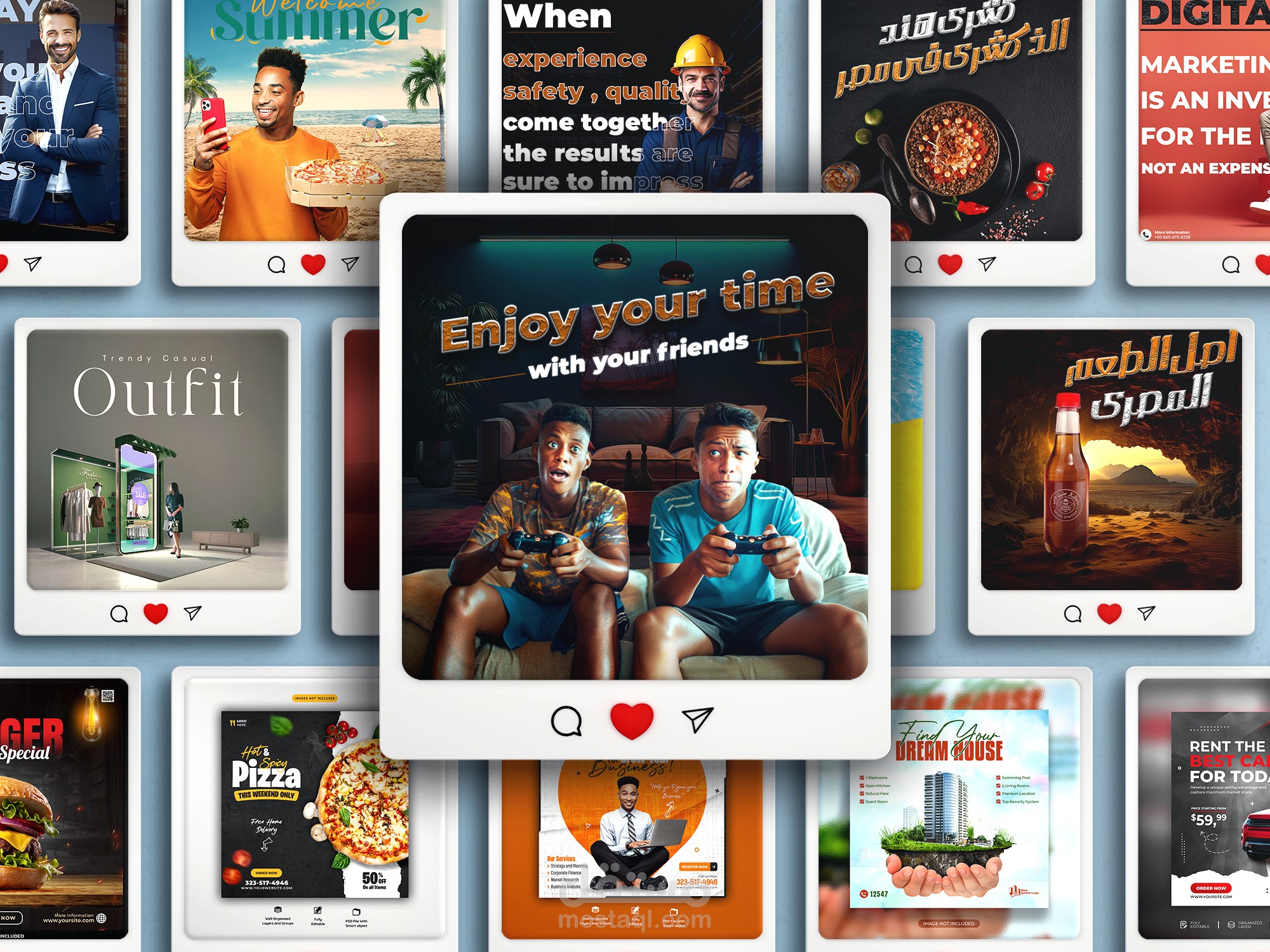 تصاميم سوشيال ميديا احترافيه متنوعه