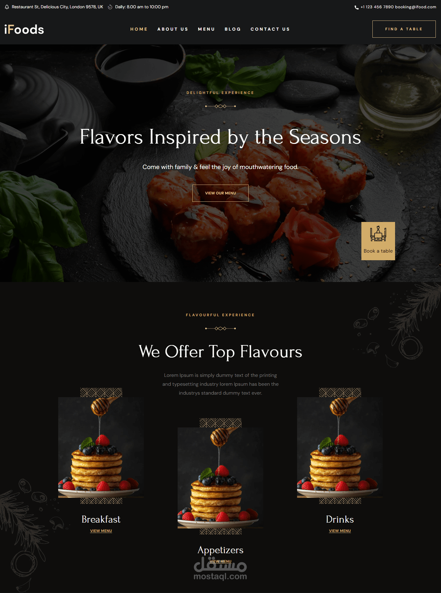 تصميم واجهة موقع طلبات طعام – مشروع iFood Clone
