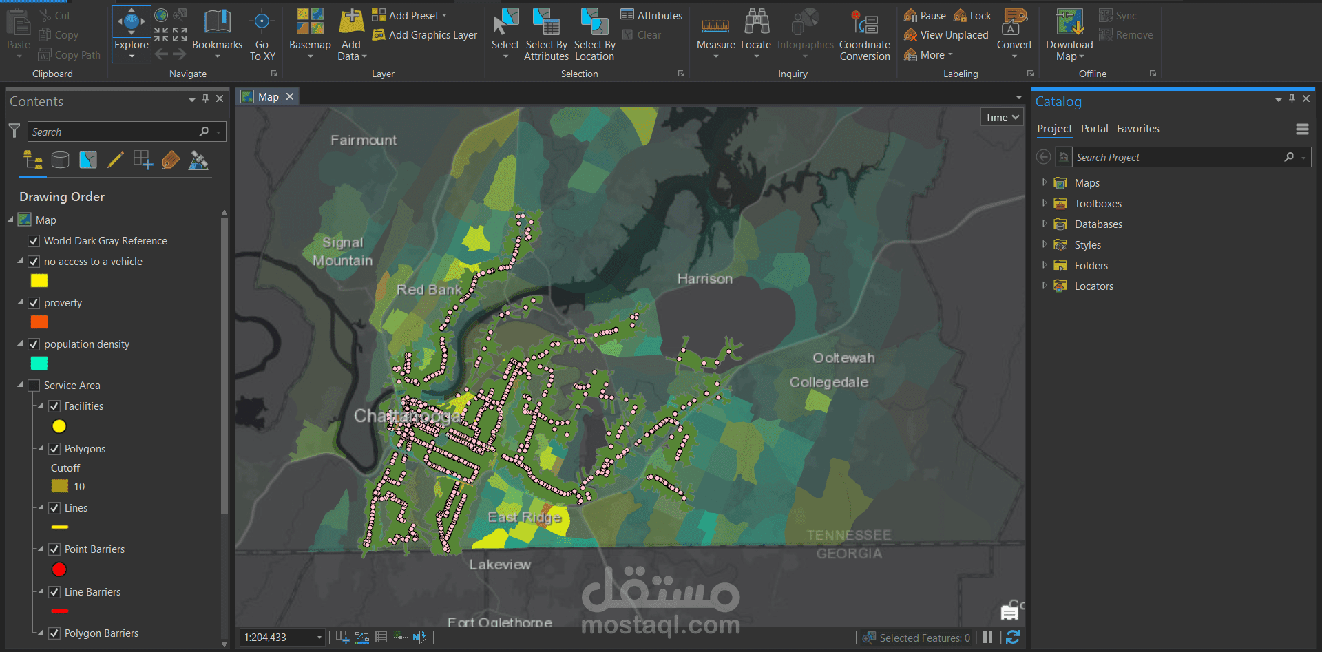 تحديد انسب مكان لمحطة توقف الباص