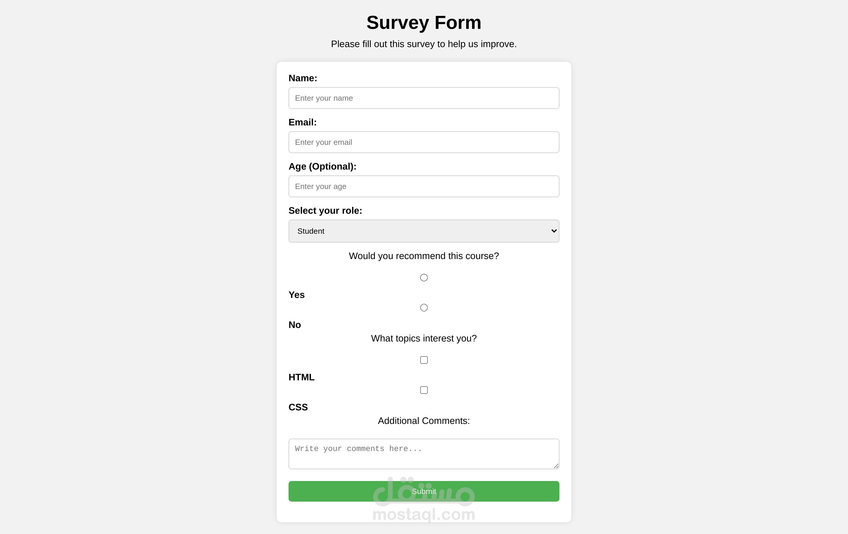 موقع استبيان Survey Form (المشروع النهائي في FCC)