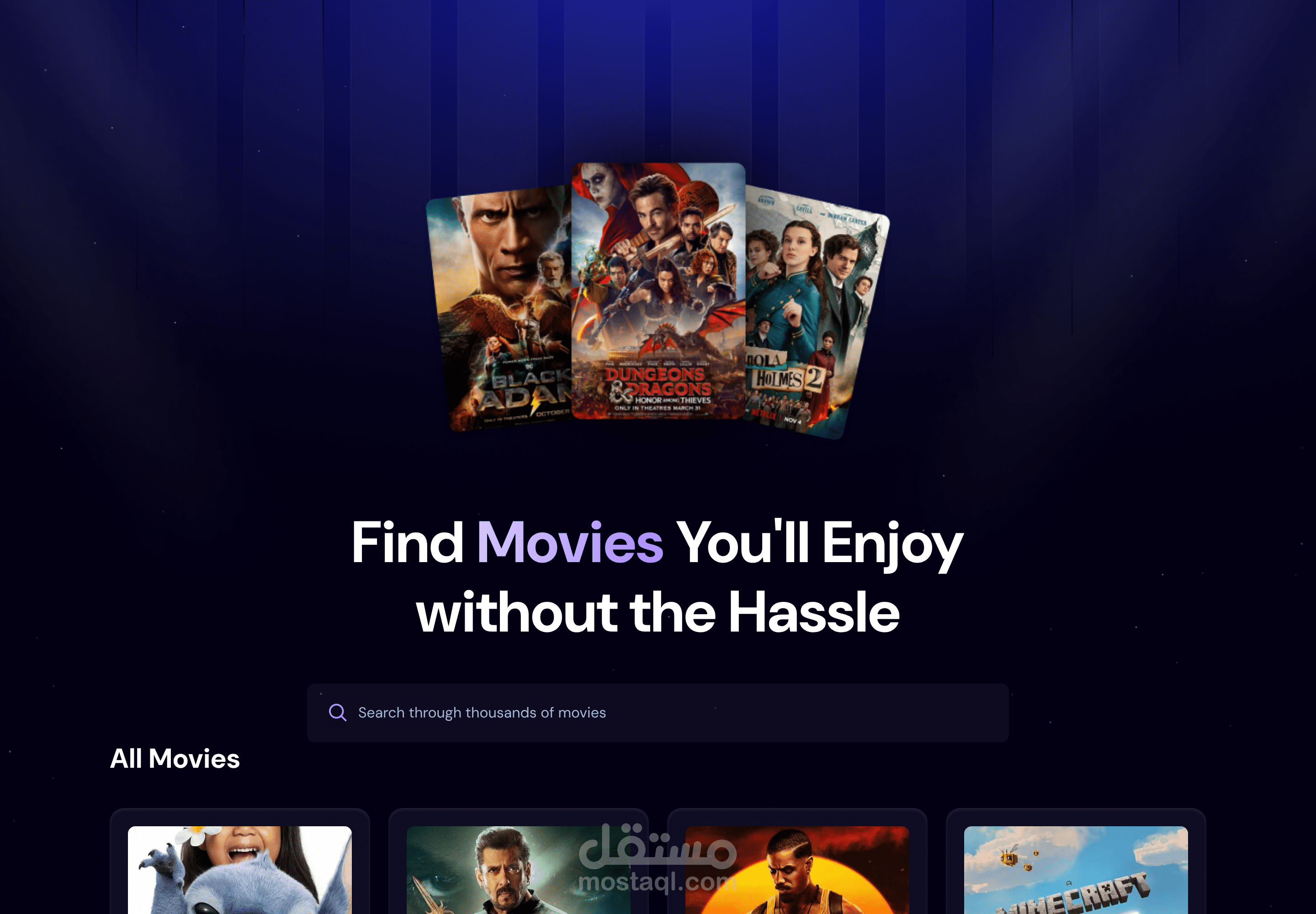 تطبيق استكشاف الأفلام والتقييمات (React Movies App)