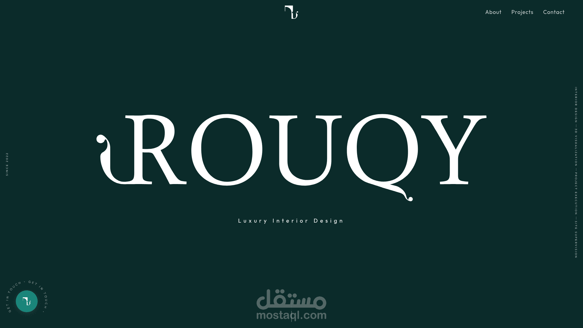 موقع ROUQY - صفحة هبوط احترافية لشركة الديكور والتصميم الداخلي