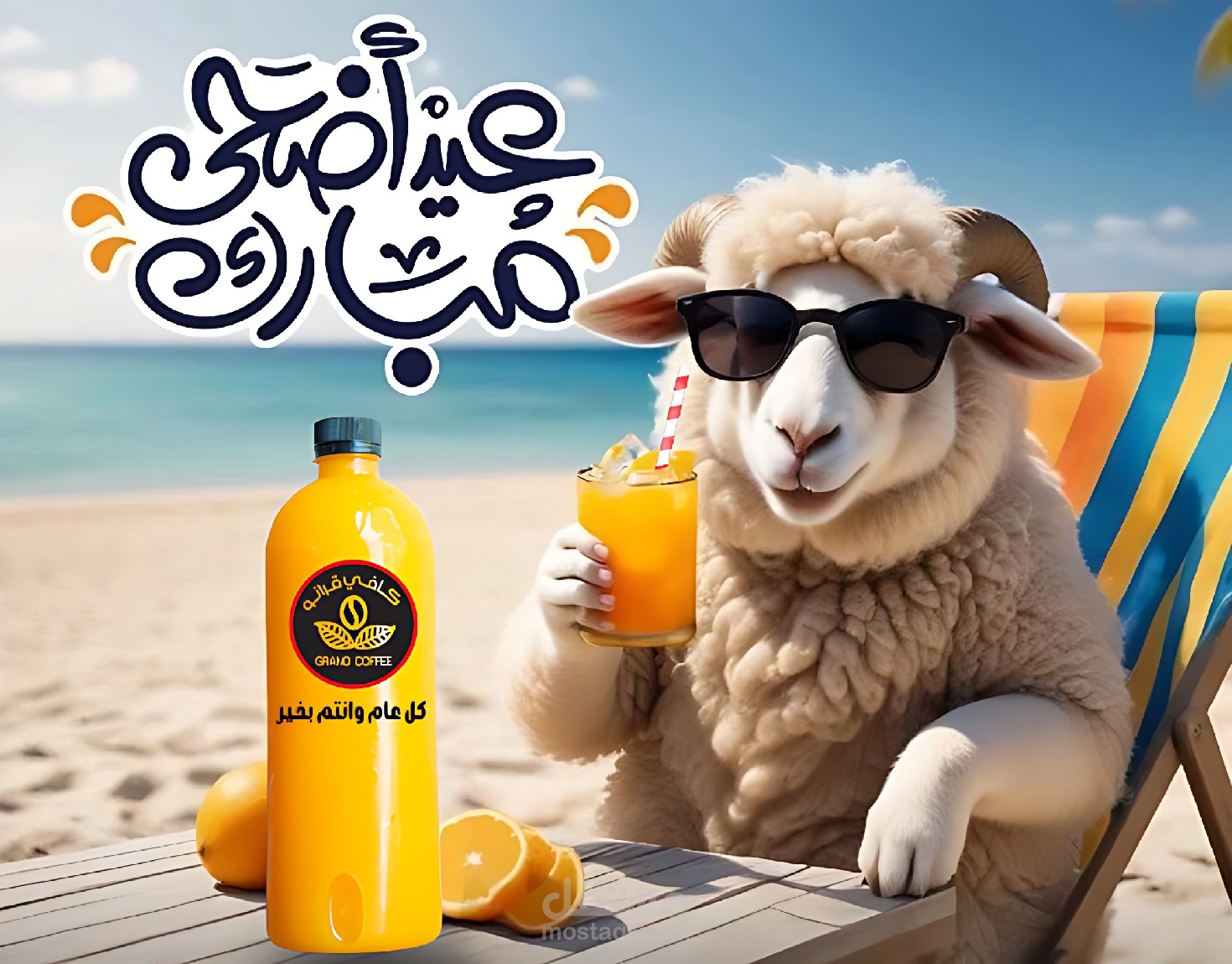 تصميم معايدة العيد وعصير المحل