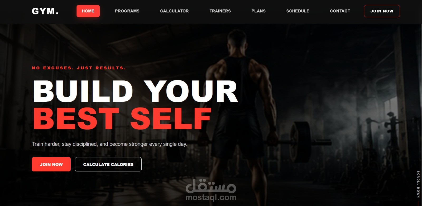 تصميم وتطوير موقع Gym رياضي متجاوب مع حاسبة لياقة