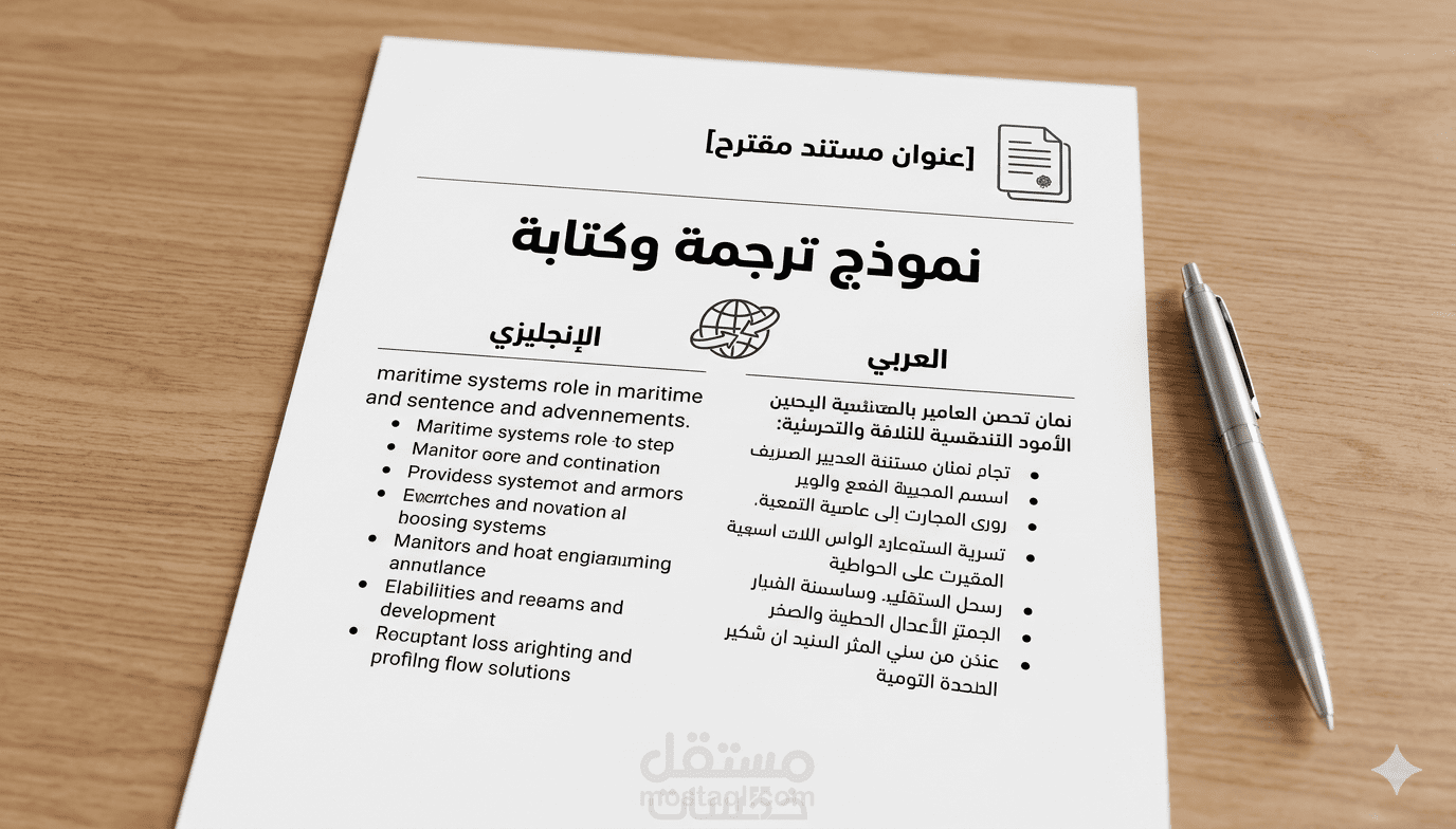 "ترجمة احترافية (إنجليزي - عربي) يدوية 100% مع التدقيق اللغوي"