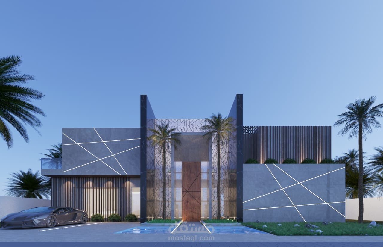 تصميم فيلا  مودرن مع مسبح