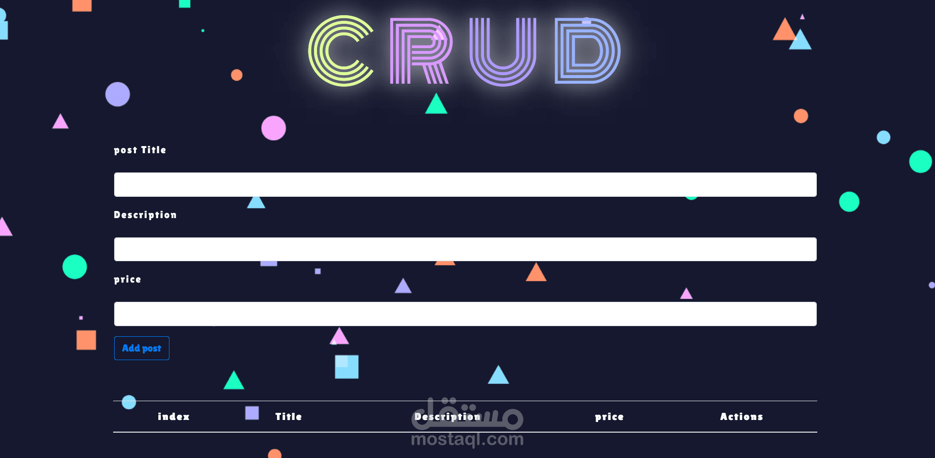 full stack cool CRUD operation project