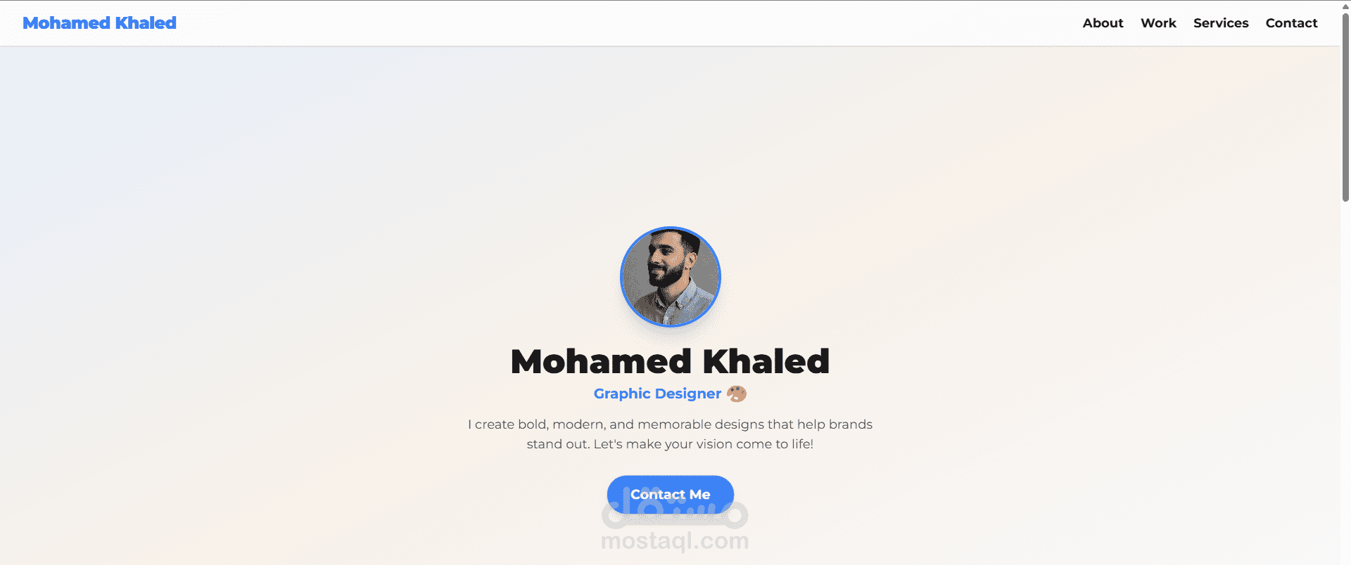 تصميم موقع بورتفوليو لمصمم جرافيك باستخدام HTML وTailwind CSS