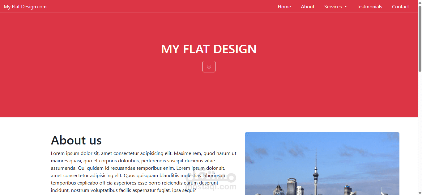 صفحة هبوط لموقع my flat design