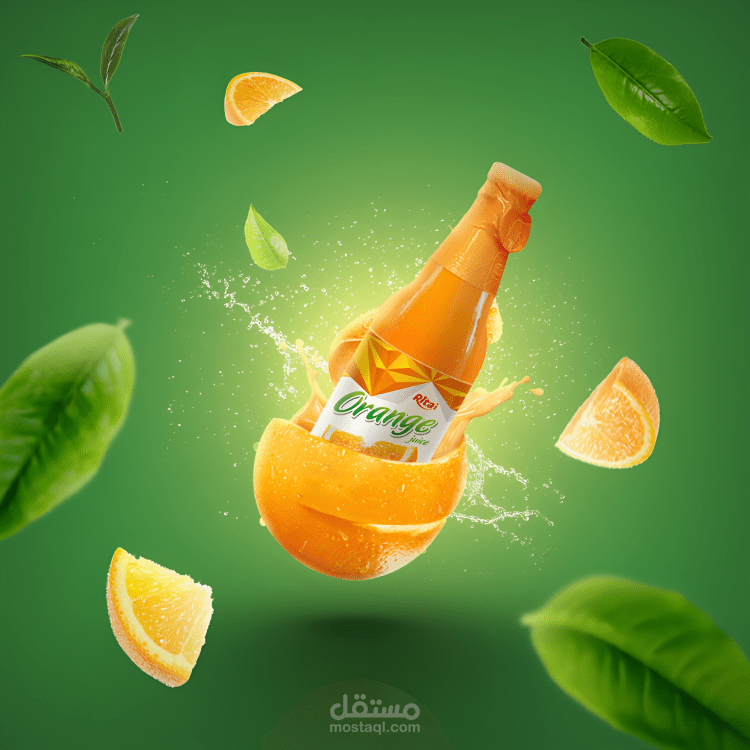 تصميم سوشل ميديا لعصير برتقال.