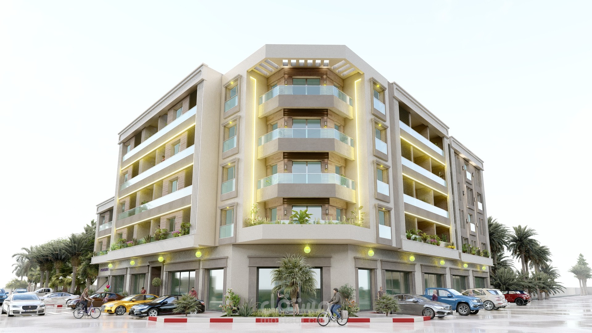 عمارة تجارية و سكنية   تصميم معماري و تجسيد    3d .