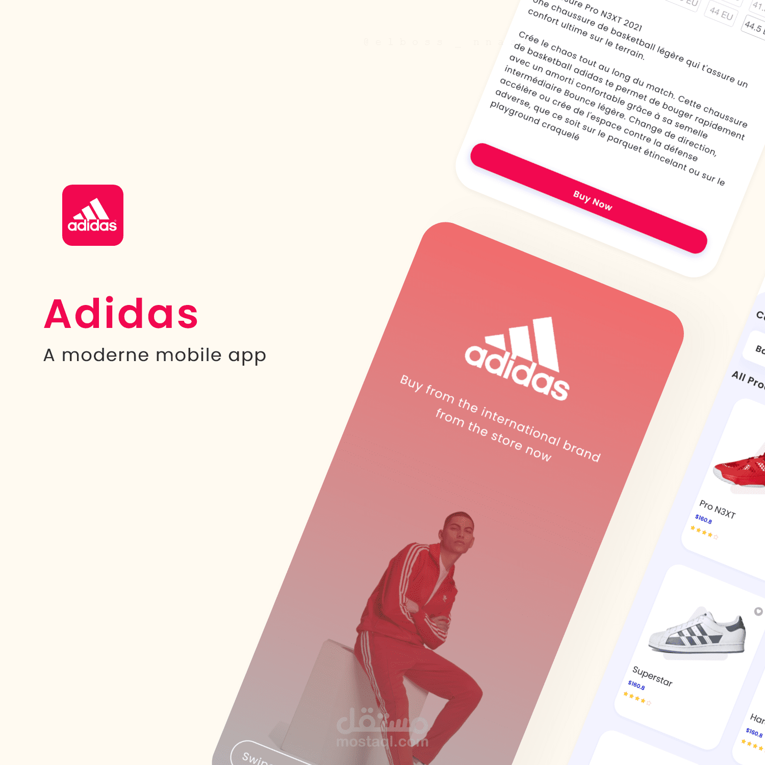 Moderne mobile application for brand adidas