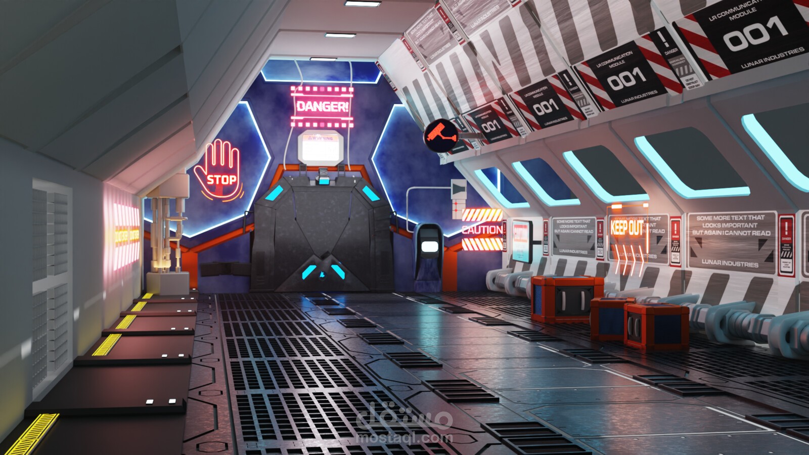 Scifi corridor game art
