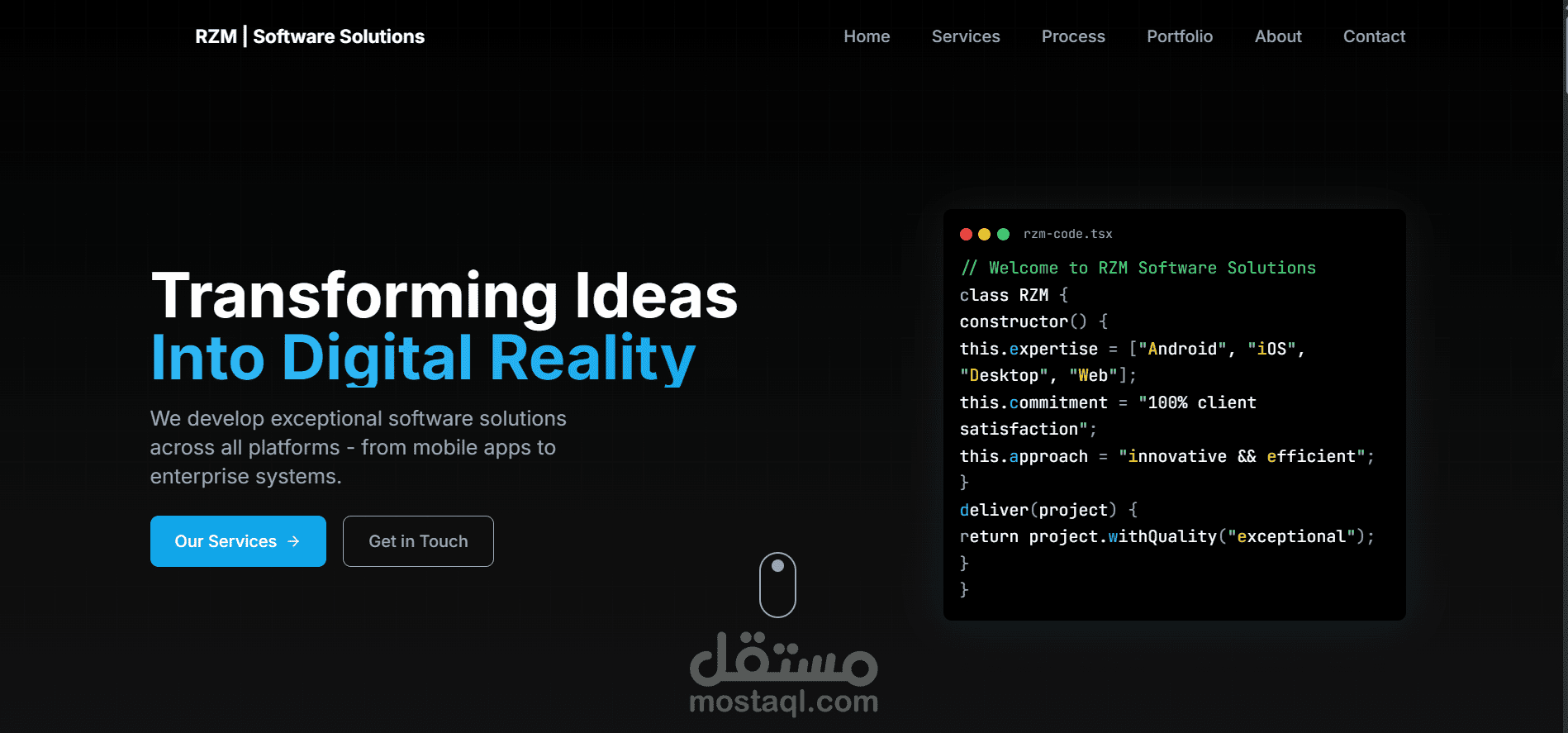 موقع تعريفي لشركة برمجة وتطوير