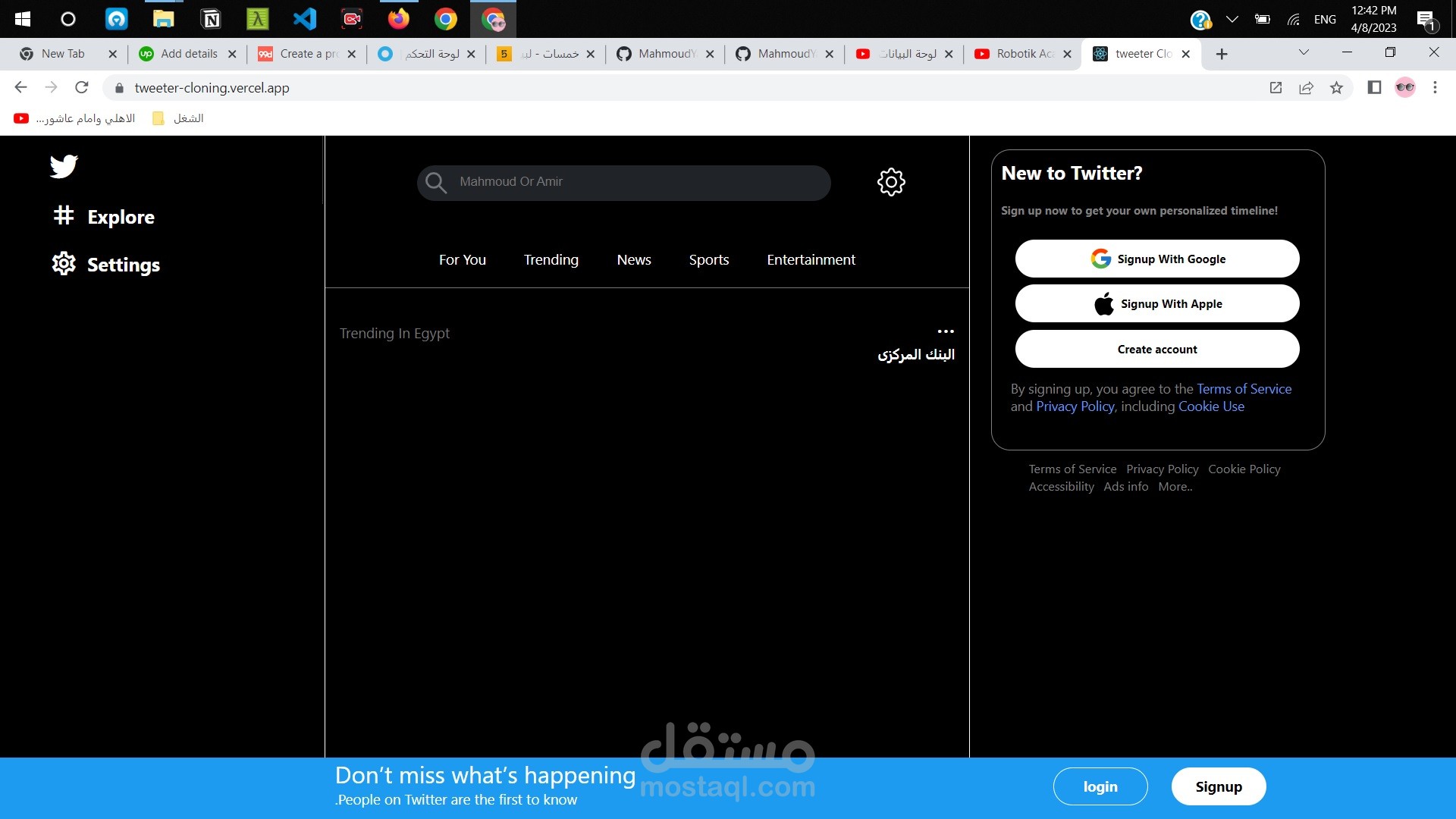 Cloning Responsive tweeter Main Page