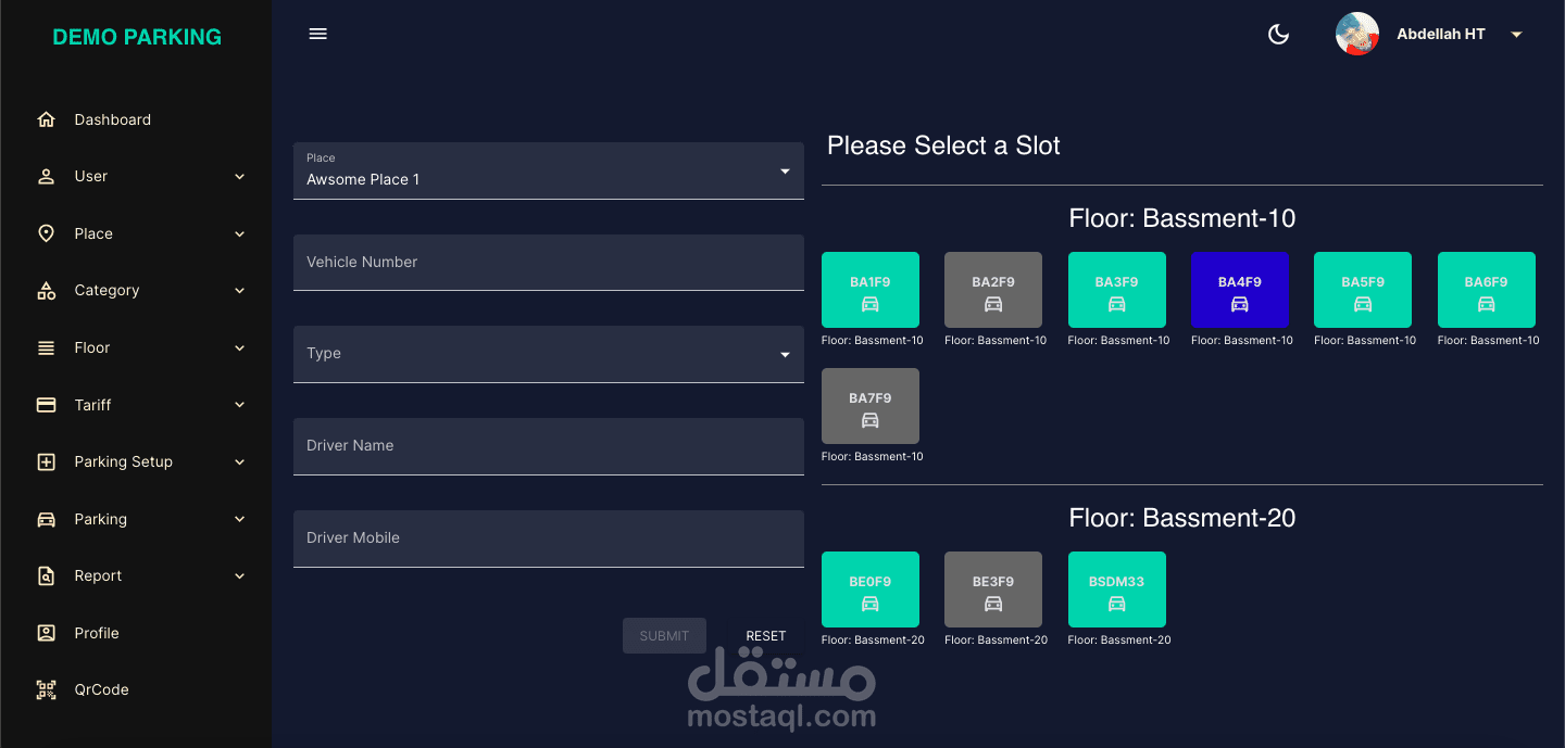 Fullstack Parking Management System