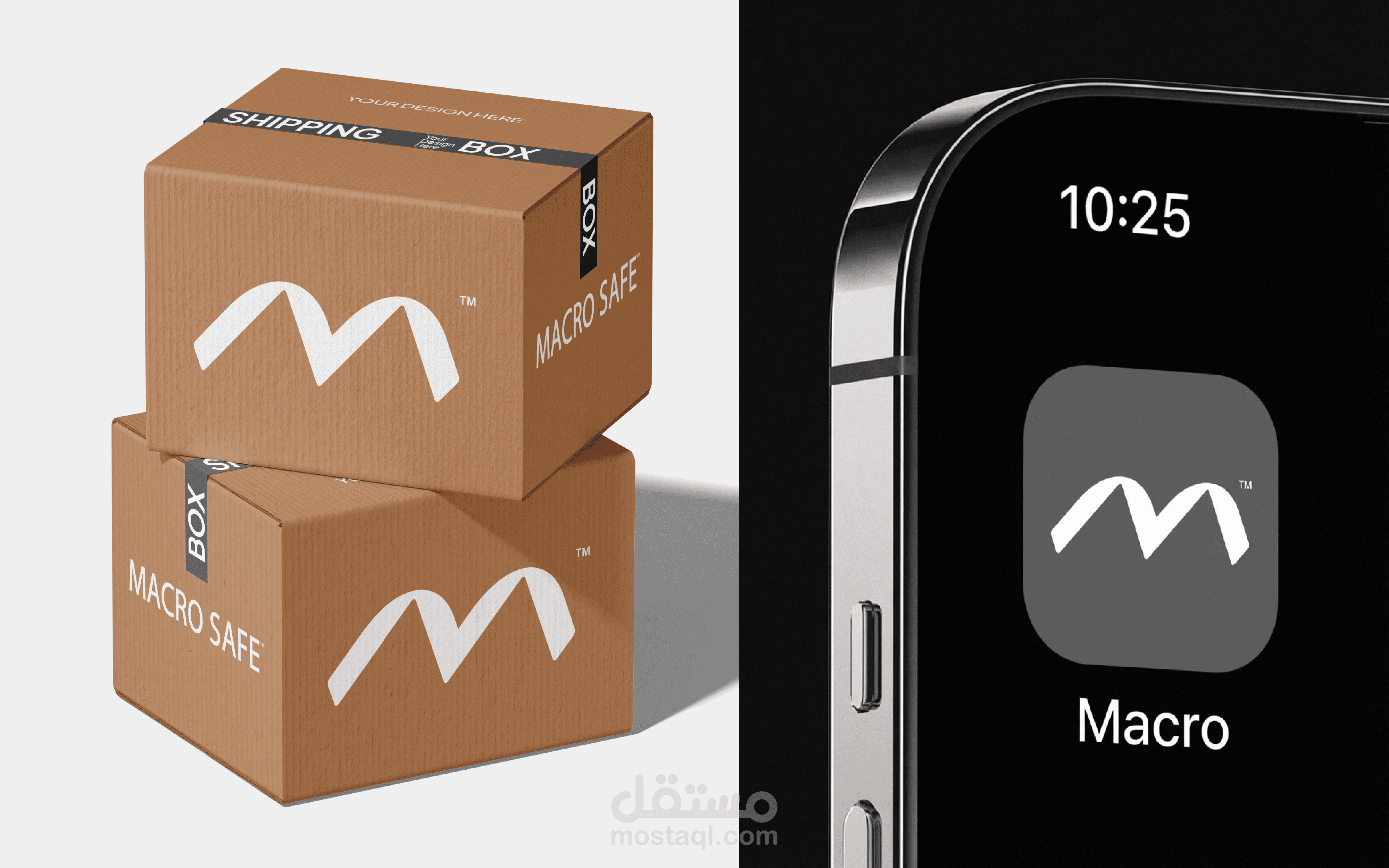 شعار وهوية لشركة MACRO SAFE لخدمات الشحن والاستيراد والتصدير