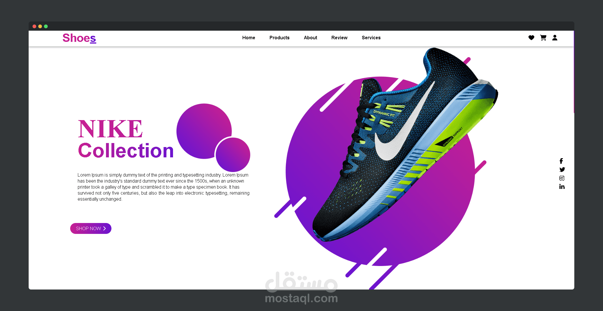 تصميم وتطوير موقع احترافي لبيع أحذية نايكي - Nike Shop
