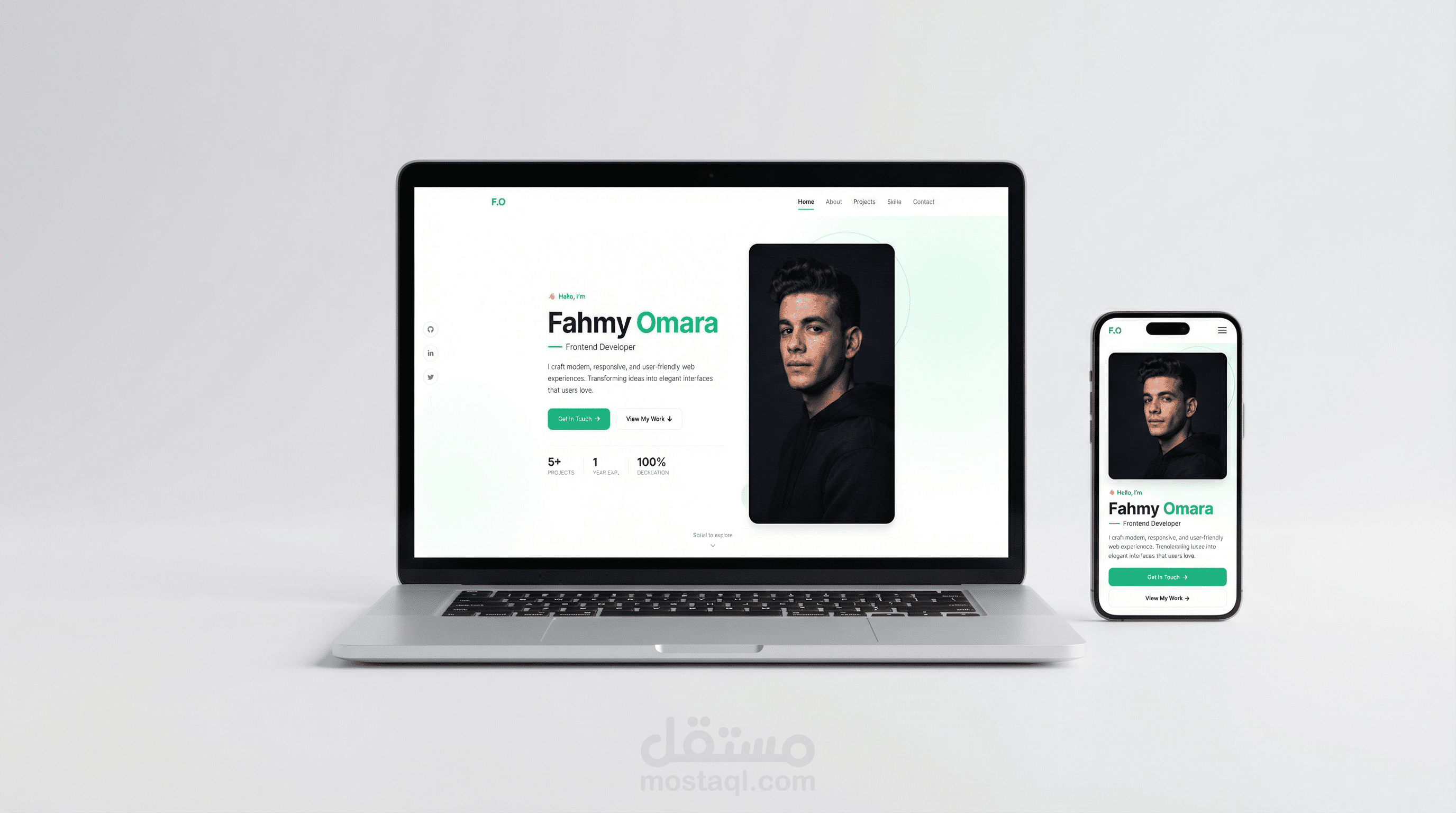 موقعي الشخصي: مطور واجهات أمامية (Frontend Developer) بتصميم عصري ومتجاوب