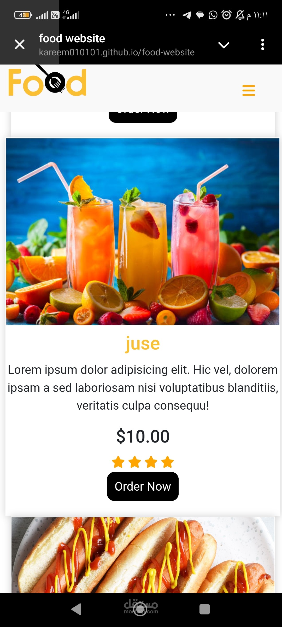 Food service website